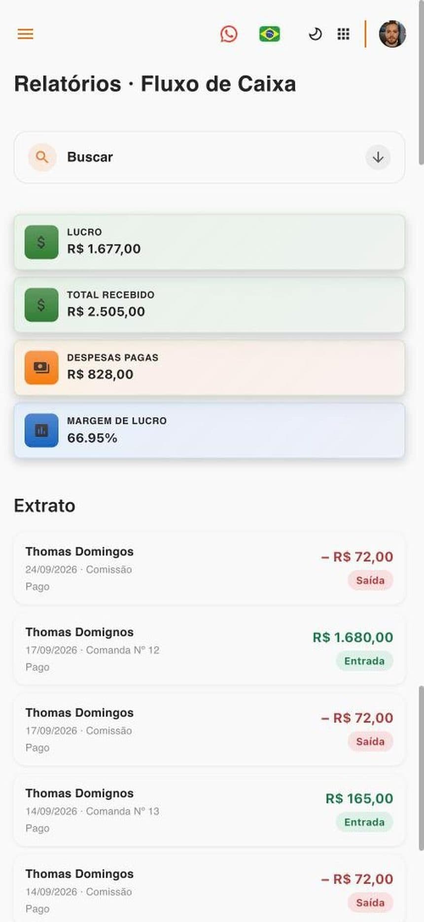 Relatórios · Fluxo de Caixa no MyZeit